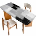 thumbnail image 1 of Black Grey Table Cloths for 8 Foot Rectangle Tables, Abstract Geometric Color Block Oil Painting Patio Waterproof Elastic Fitted Tablecloths, Washable Rectangular Table Cover for Camping, 1 of 8