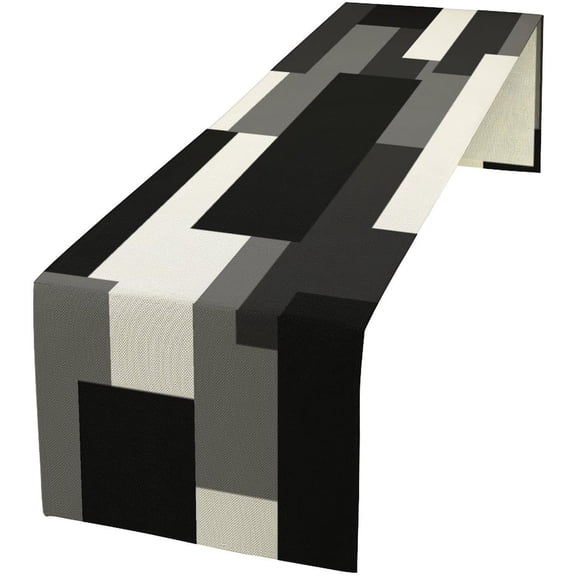 Black Grey Table Runner White Gray Modern Abstract Geometric Kitchen Dinner Runner for Indoor Home Living Room Party Dining Table Decoration 13"x36"
