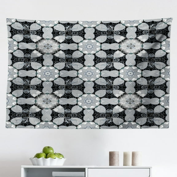 Black and Grey Tapestry, Detailed Herringbone Pattern on Repeat Zigzags Striped, Fabric Wall Hanging Decor for Bedroom Living Room Dorm, 2 Sizes, Dimgray Charcoal Grey, by Ambesonne