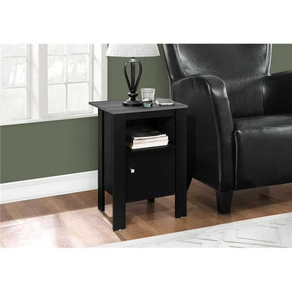 Black & Grey Top Night Stand Accent Table with Storage