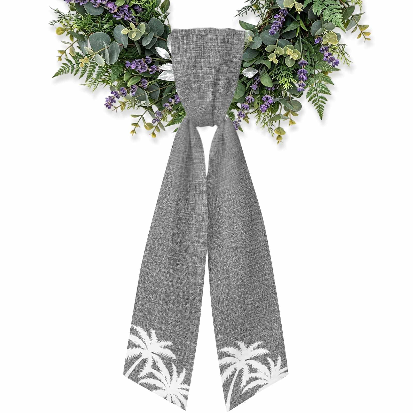 Grey Fall Ribbon Black Grey Tropical Tree Wreath Sash for Front Door Summer Coastal Palm ...