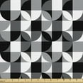 thumbnail image 1 of Ambesonne Black and Grey Fabric by the Yard Upholstery, Greyscale Circle, 5 Yards, Black Grey White, 1 of 4