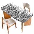 thumbnail image 1 of Black Grey Vintage Table Cloths for 5 Foot Rectangle Tables, Retro Abstract Art Patio Waterproof Elastic Fitted Tablecloths, Washable Rectangular Table Cover for Camping, 1 of 8