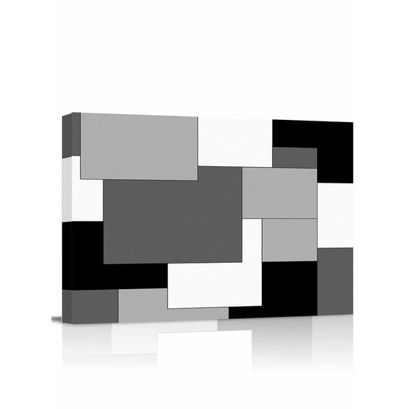 Black Grey Wall Art for Living Room,Canvas Picture Wall Decor for Bathroom Bedroom,Middle Century Irregular Geo Abstract Art Painting Artwork for Office Kitchen Hallway Dining Room Home Decor 20"x24"