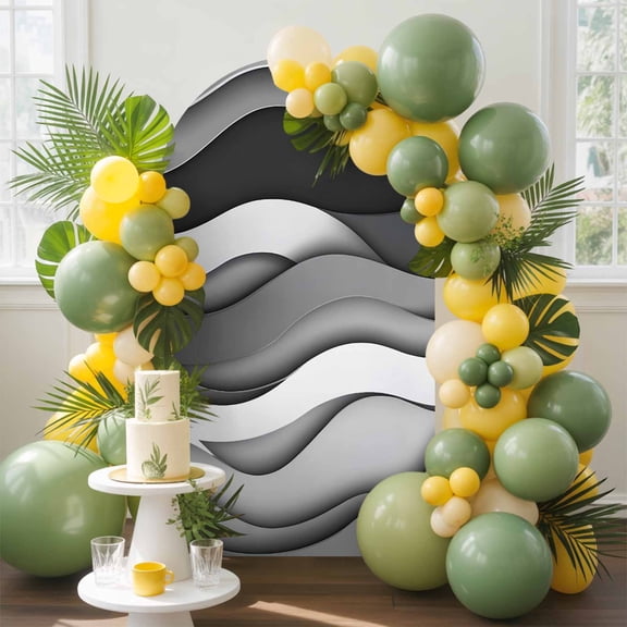 Black Grey Waves Arch Backdrop Cover, 6.6FT, Abstract Water Ripple Modern Gradient Spandex Arch Covers Double-Sided Backdrop for Wedding Birthday Party Photo Background Decoration
