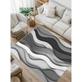 thumbnail image 1 of Black Grey Waves Area Rug for Bedroom 3x5 Ft Abstract Water Ripple Modern Gradient Super Soft fuzzy Throw Rug Non-Slip Fluffy Plush Indoor Floor Carpet for Living Room Nursery Home Decor, 1 of 8
