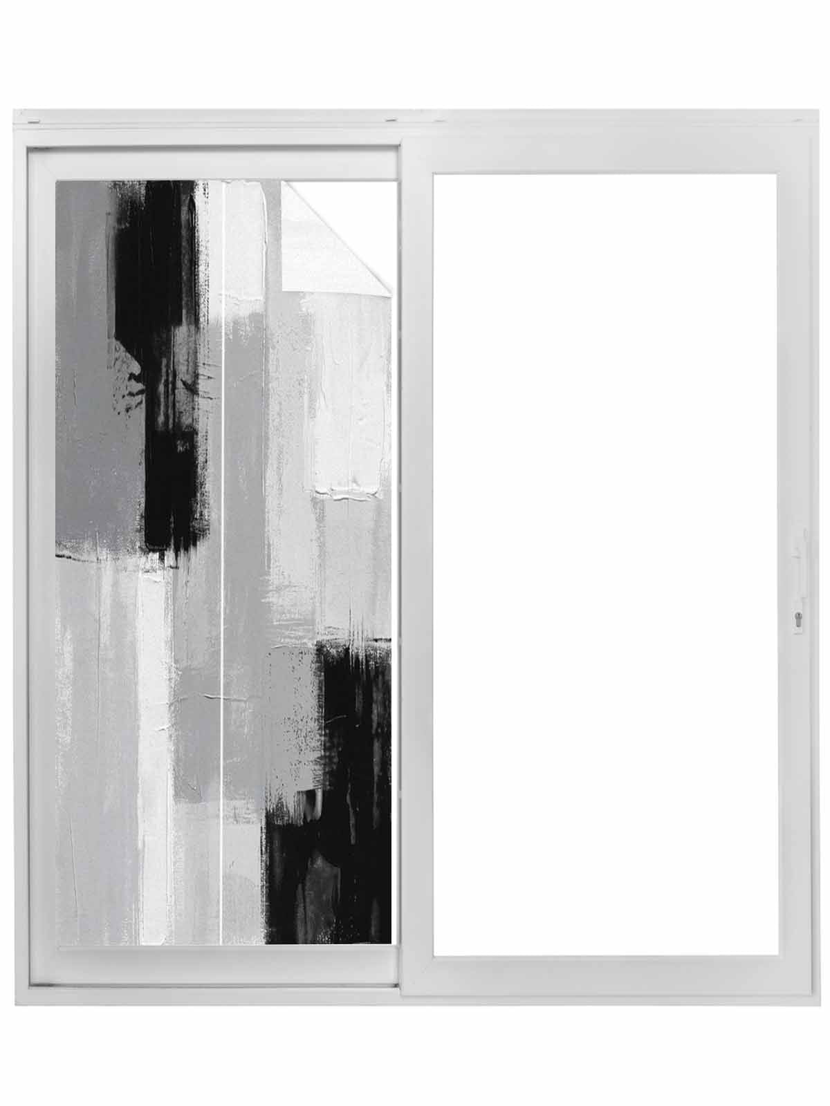 Black Grey Window Privacy Film, Abstract Geometric Color Block Oil ...