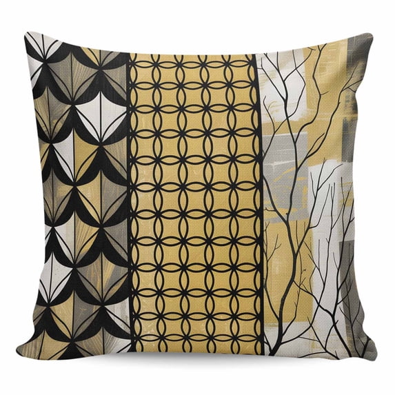Black Grey Yellow Pillow Covers 20x20 Inch Decorative Throw Pillow Cover, Vintage Abstract Art Geometric Sofa Pillowcases Accent Cushion Case Home Decor Bedroom Living Room