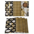 thumbnail image 1 of Black Grey Yellow Placemats Set of 4 Vintage Abstract Art Geometric Place Mats Indoor Wipeable Table Mats Washable Cloth Dining Table Placemats for Kitchen Holiday Party Home Decor 13x19 Inch, 1 of 9