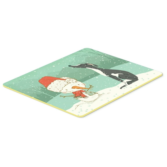 Black Greyhound Snowman Christmas Kitchen or Bath Mat 24x36