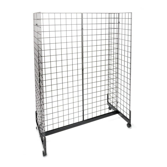 SSWBasics Black Grid Gondola Unit - Includes Base and Casters - Grid Unit 48"L x 66"H x