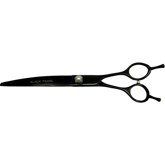 Black Grooming Shears Titanium Coated Cobalt w/ Pearl Right Left Hand Reversible (8.5 Inch Curved)