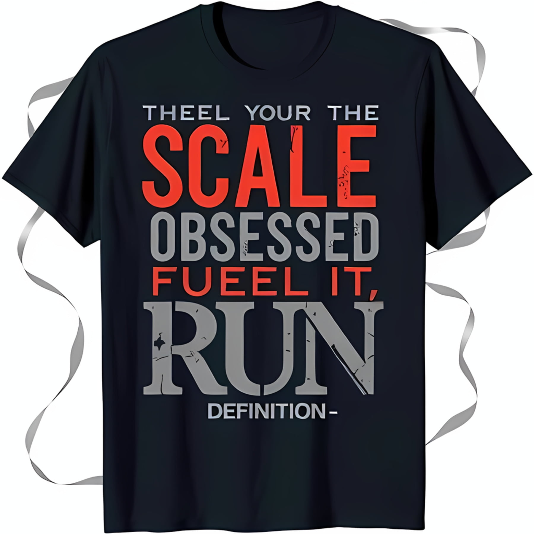 Black Grunge Font TShirt with Red & Grey Graphic 'Theel Your The Scale