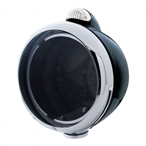 Black Guide 682-C Headlight No Bulb With LED Signal - Amber LED/Clear Lens