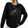 thumbnail image 1 of Black Guitar Line Art Print Sweatshirt Graphic Sweatshirt Minimal Music Wear S-3XL Tops, 1 of 5