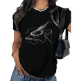 thumbnail image 1 of Black Guitar Line Art Print Tshirt Graphic Tees Shirts Minimal Music Design S-5XL Tops, 1 of 5
