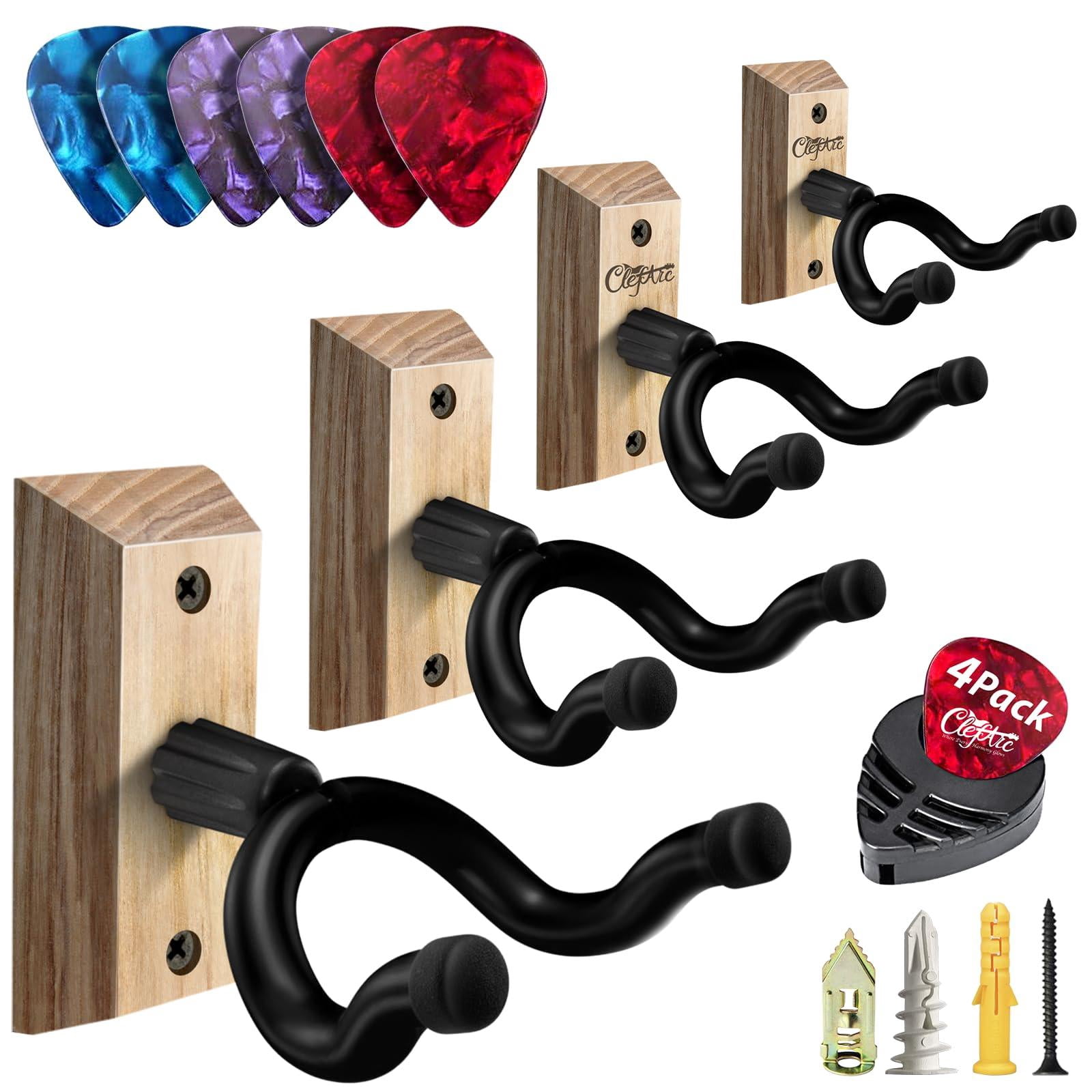 Black Guitar Wall Mount 4 Pack  Picks And Pick Holders Ashwood