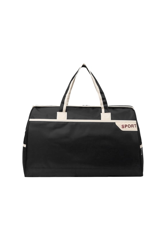 Black Gym Bag Travel Bag Storage Bag With Lockable Zippers Waterproof Polyester 18.9 Inch Large Capacity For Workout Sports Overnight Trip Lightweight Portable Duffle Carryall 1Pc 1.32 Lbs