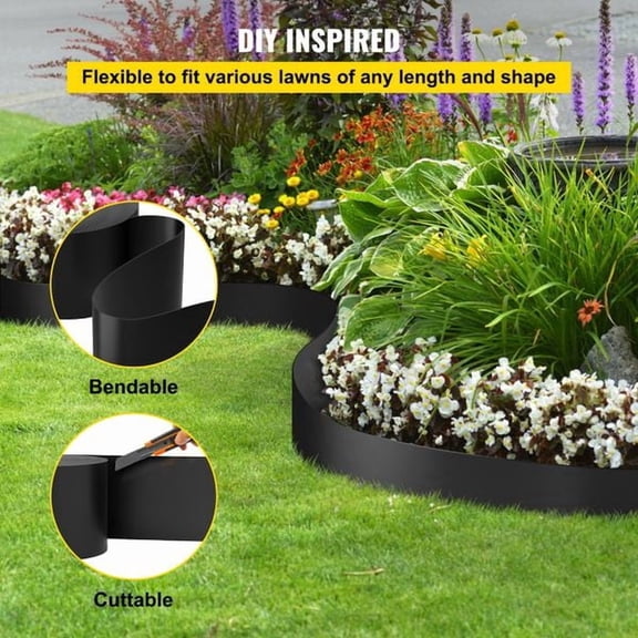 Black HDPE Flexible Landscape Edging 150 ft, 10 in Deep, Weed Barrier, Lawn