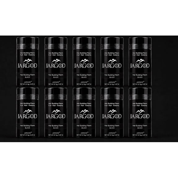 Black Hair Building Fibers for Instant Volume and Thicker Fuller Hair Large 27.5g Pack of 10 Bottles Jargod