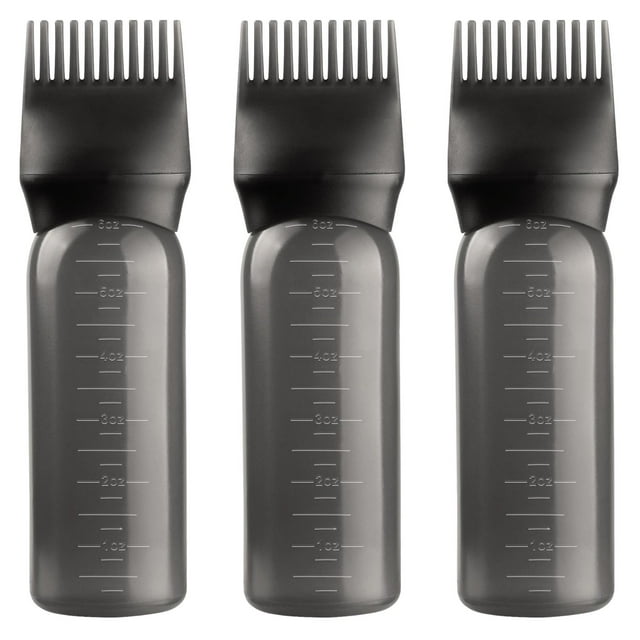 Black Hair Dye Bottle Applicator Brush Dispensing Salon Hair Coloring Dyeing 3PCS
