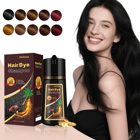 Black Hair Dye, Hair Dye Shampoo for Men and Women, Hair Color Shampoo For Home Use, Shampoo Para Canas, Hair Dye Shampoo 3 in 1, 16.9 Fl Oz