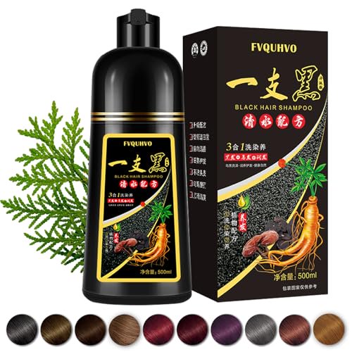 Black Hair Dye Shampoo 3 in 1, 15 Minutes Instant Black Hair Dye Kit