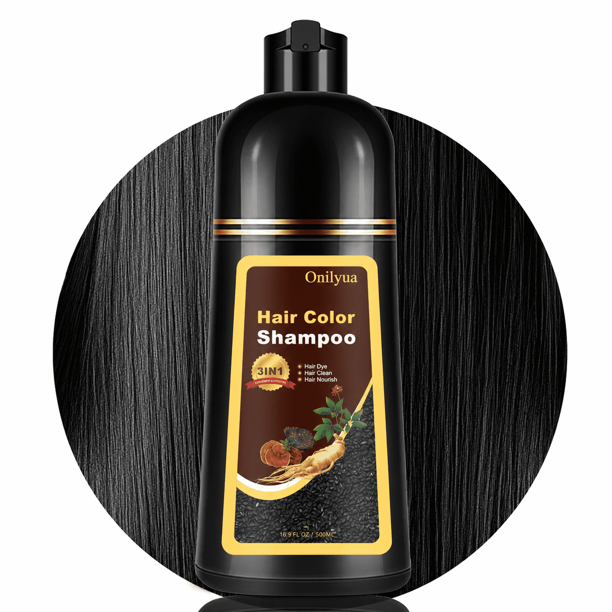 Democe Black Hair Dye Shampoo 3 in 1 for Gray Hair Natural Herbal