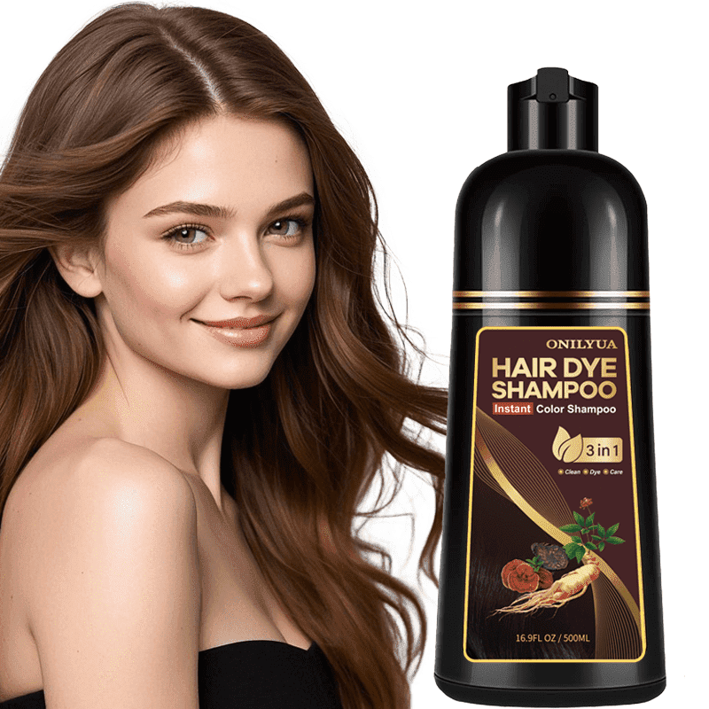 Light Brown Hair Dye Shampoo 3-in-1,Instant Hair Color Shampoo for