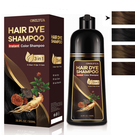 Black Hair Dye Shampoo 3-in-1, Instant Hair Color Shampoo for Gray Hair, Halloween Gifts, Natural Black Shampoo Hair Dye for Women & Men, 500 Ml