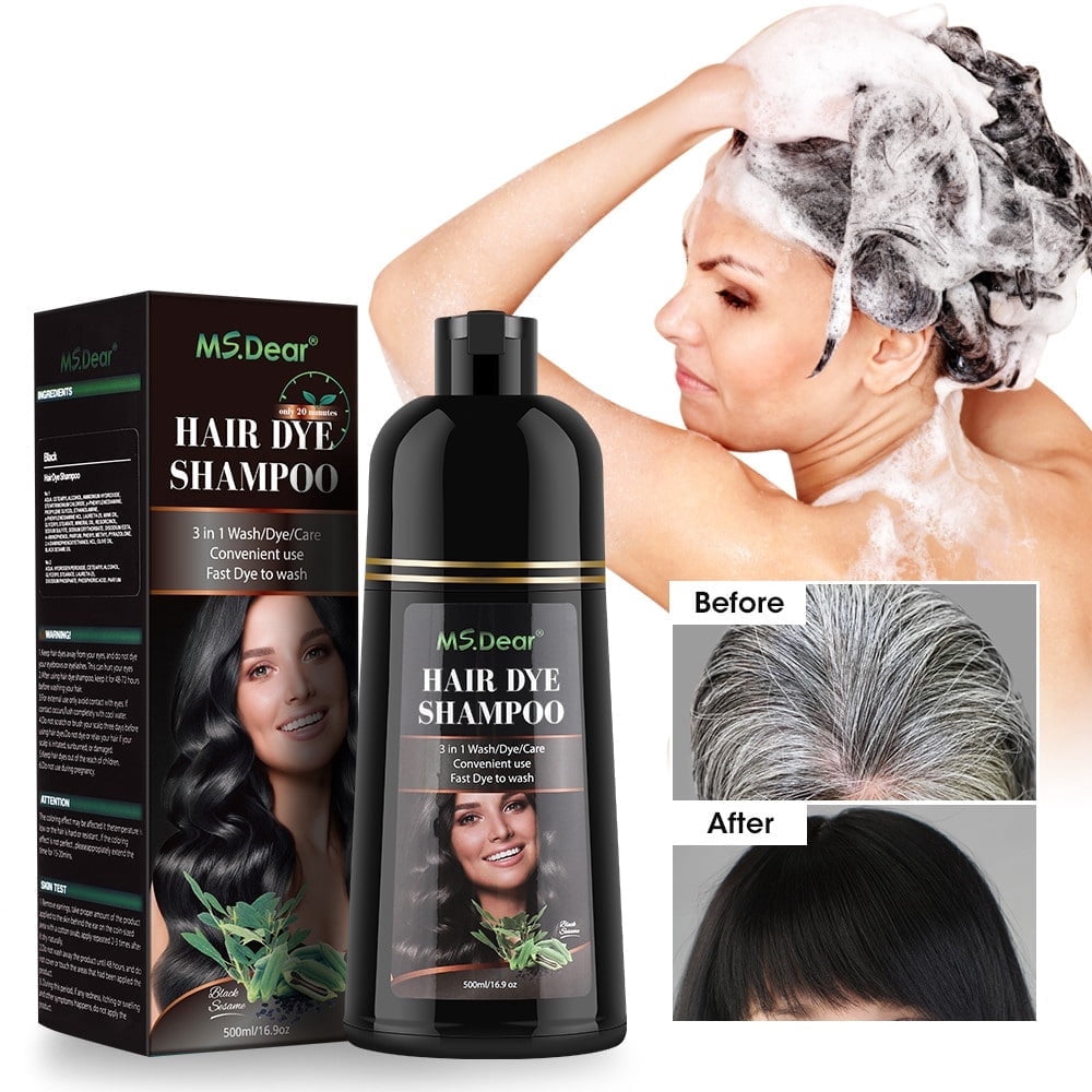 Democe Black Hair Dye Shampoo 3 in 1 for Gray Hair Natural Herbal