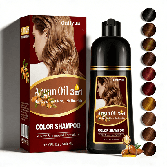 Argan Oil Black Hair Dye Shampoo, 3 in 1 Hair Color Shampoo for Men & Women, Easy to Use, Shampoo Para Canas for Gray Hair Coverage, 500ml Halloween Gifts