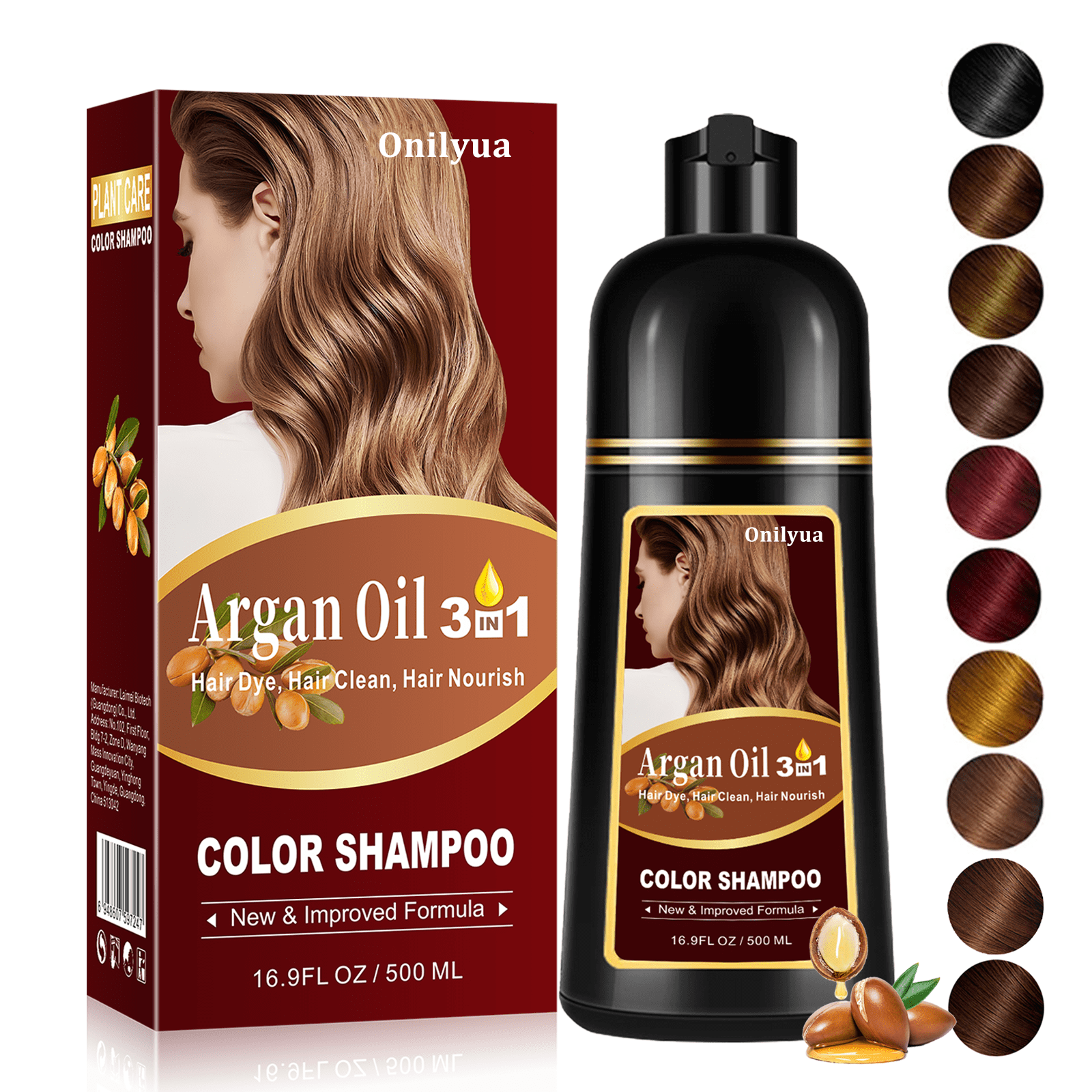 Argan Oil Black Hair Dye Shampoo 3 in 1 Hair Color Shampoo for Men