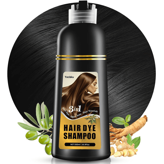 Black Hair Dye Shampoo for Gray Coverage, Instant Hair Color Shampoo, Long Lasting Black Shampoo Hair Dye, Easy to Use, 16.90 Fl Oz