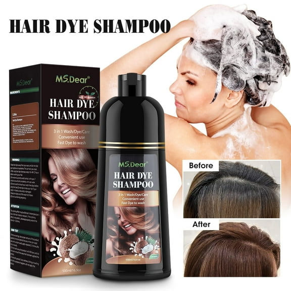 Black Hair Dye Shampoo for Gray Hair – Herbal Hair Color Shampoo Magic Colors Hair in Minutes–Long Lasting–500 Ml–3-In-1 Hair Color–Ammonia-Free | Dying Caring(Black)