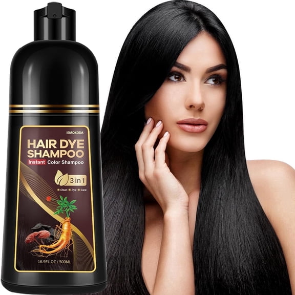 Black Hair Color Shampoo for Women Men, Color Dye Shampoo for Gray Hair Root Touch Up, Long-lasting for 4 Weeks, Champu Con Tinte Para Canas, Unisex Gentle Formula, 500 Ml