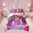 thumbnail image 1 of Black Hair Comforter Set 7 Piece Bed in a Bag Twin,American African Princess Magical Bedding Sets Afro Sheet Set with Comforter, 1 of 5