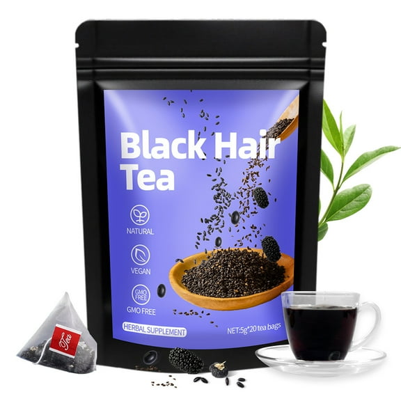 Black Hair Nutrition Tea - 20 Pyramid Bags | Black Sesame, Mulberry & Traditional Ingredients