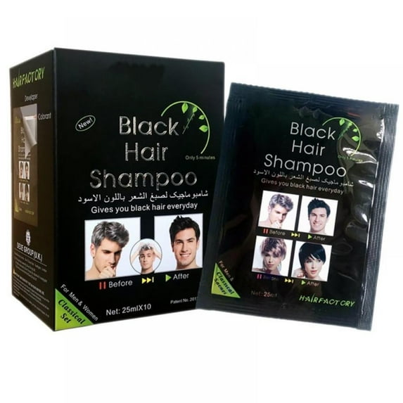 Black Hair Shampoo-Dexe Black Hair Shampoo for Natural Hair,Temporary Instant Hair Dye Maintain for Men and Women Black Color/Easy to Use/Last 30 days/Natural Ingredients (Pack of 10)