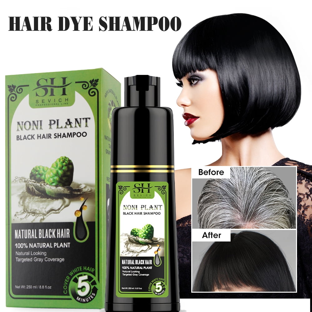 Black Hair Shampoo Organic Natural Plant Hair Dye Plant Essence Permanent Black Hair Color Dye Shampoo for Women Men Cover Gray White Hair