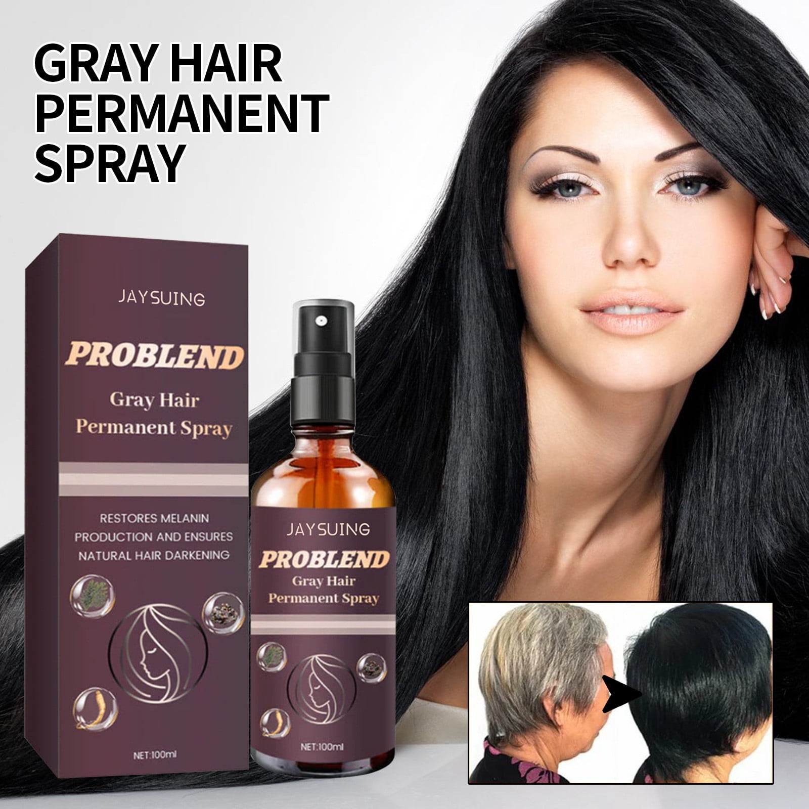 Black Hair Spray Organic Natural Fast Hair Dye Plant Essence Black Hair Color Dye Shampoo For