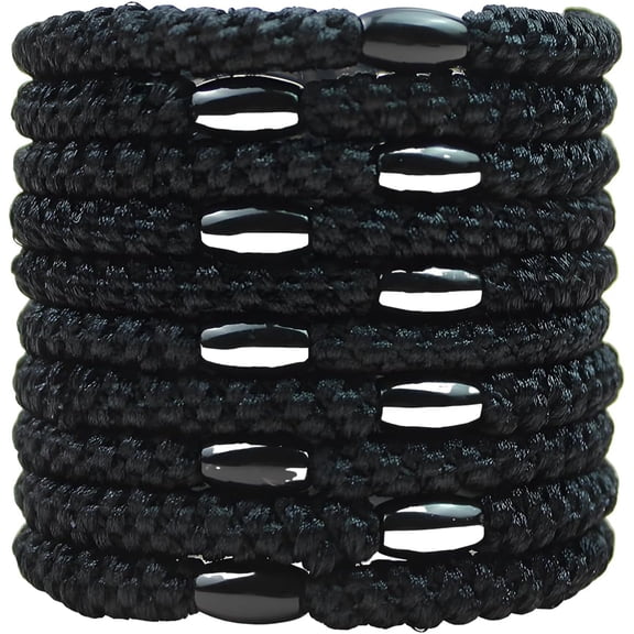 Black Hair Ties For Men, 10Pcs No Crease Braided Elastic Hair Bands, Strong Hold Ponytail Holders For Men & Women With Thick Hair