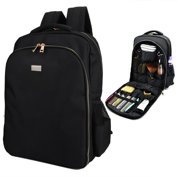 Black Hairdressing Backpack, Multi Function Cosmetic , For Barber Use Outdoor Use Hair Stylist Travel Use