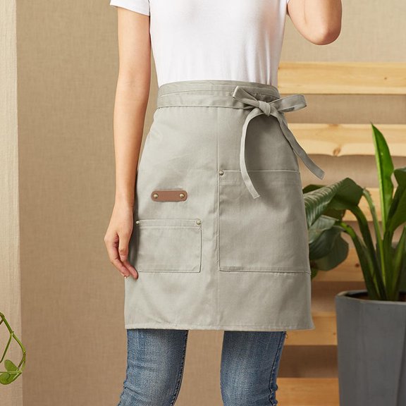 Black Half Apron, Polyester Cotton Waist Apron for Chef, Waiter, Restaurant, Kitchen and Work