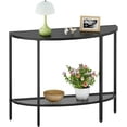 thumbnail image 1 of Black Half Moon Console Table 2 Tier Narrow Entryway Table with Storage Modern Couch Table Small Entry Way Tables, Easy Assembly, All Black, 1 of 16