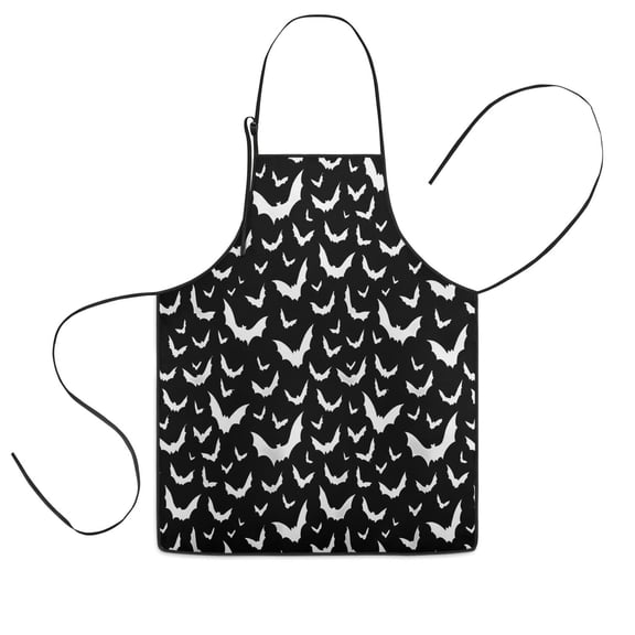 Black Halloween Bat Silhouettes Kids Aprons for Girls and Boys,Adjustable Neck Strap Toddler Aprons for Kids Cooking Baking,23.6"x19"