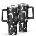 thumbnail image 1 of Black Halloween Bat Spider Pattern Tumbler with Handle and Lid,40oz Double Wall Vacuum Insulated Tumbler,Cups Gift for Women and Men, 1 of 7