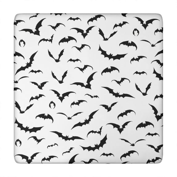Black Halloween Bats Square Fitted Tablecloth with Elastic Edge,Square Table Cover,Washable Elastic Table Cover for Home Kitchen Party Decor 34"x34"