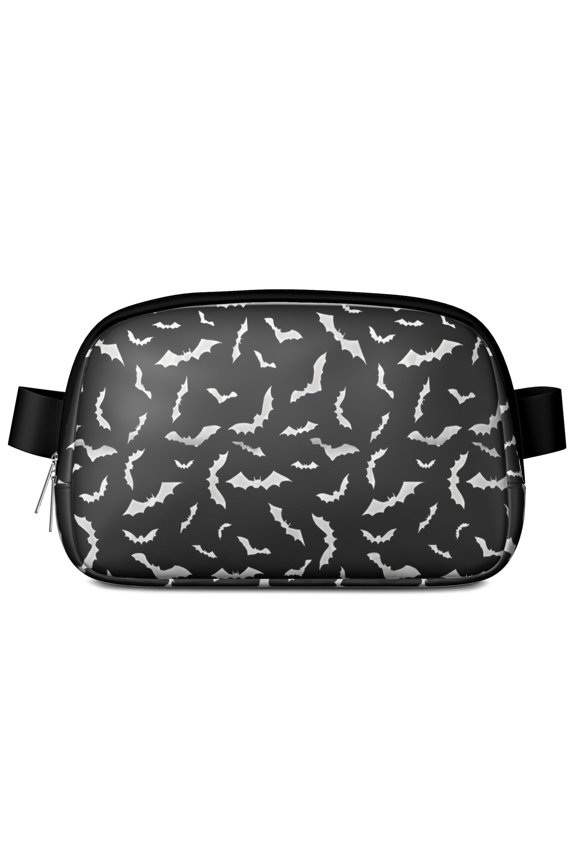 Black Halloween Bats with White Cute Fanny Packs for Women,Travel Waterproof Crossbody Fanny Bags Waist Purse for Women Anti Theft Adjustable Strap for Running Travel Cycling
