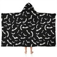 thumbnail image 1 of Black Halloween Bats with White Hooded Bath Towel，50"x30" for Ages 3 To 12 Kids, Quick Dry Lightweight Soft Microfiber Hood Beach Towel Cover Up for Kids, 1 of 7